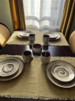 Set of Ceramic Plates and Cups - Painted - TK264